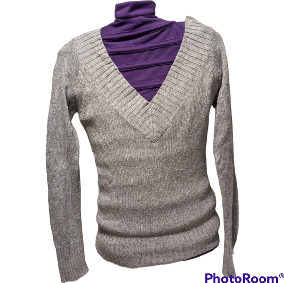 Sybilla Basic Deep V Neck Soft Angora Blend Sweater Women's Medium EUC - Picture 2 of 8